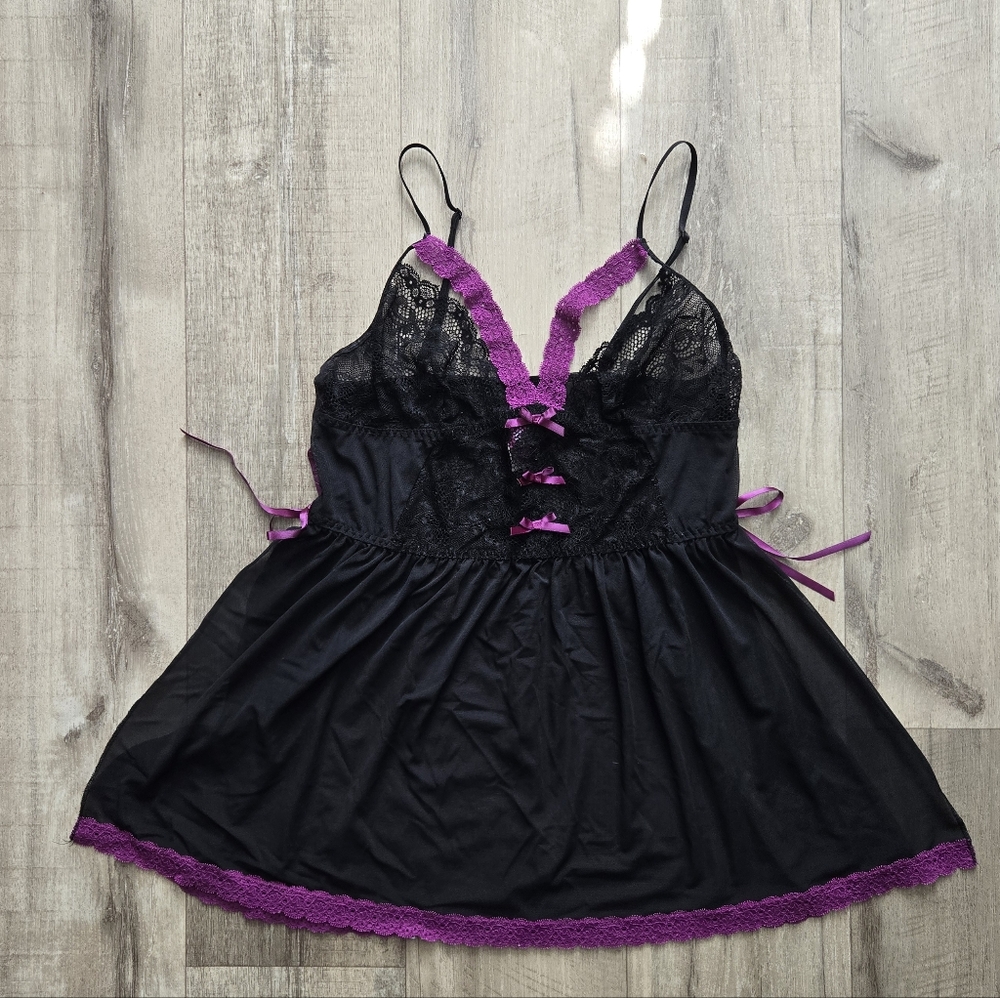 Purple And Black Bow Lingerie Dress Size Medium